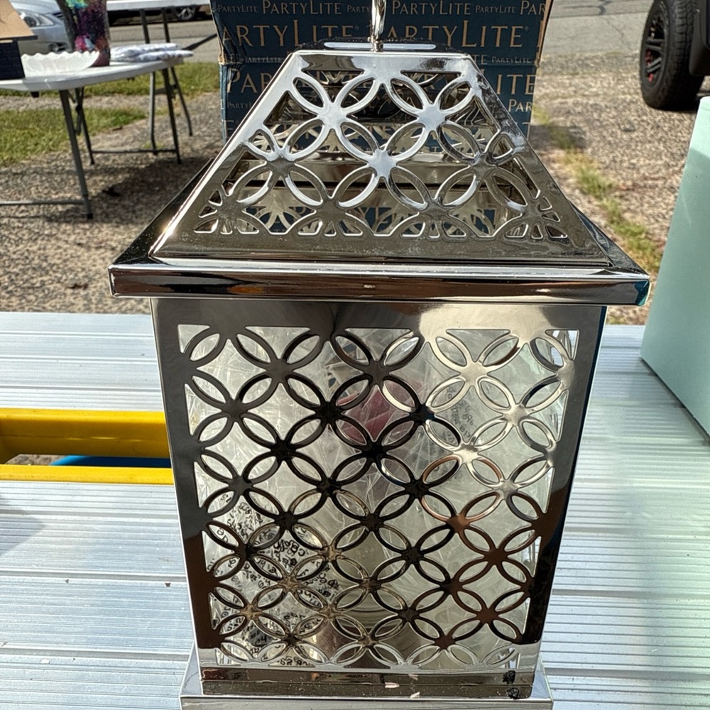 PartyLite Silver Geometric Lantern